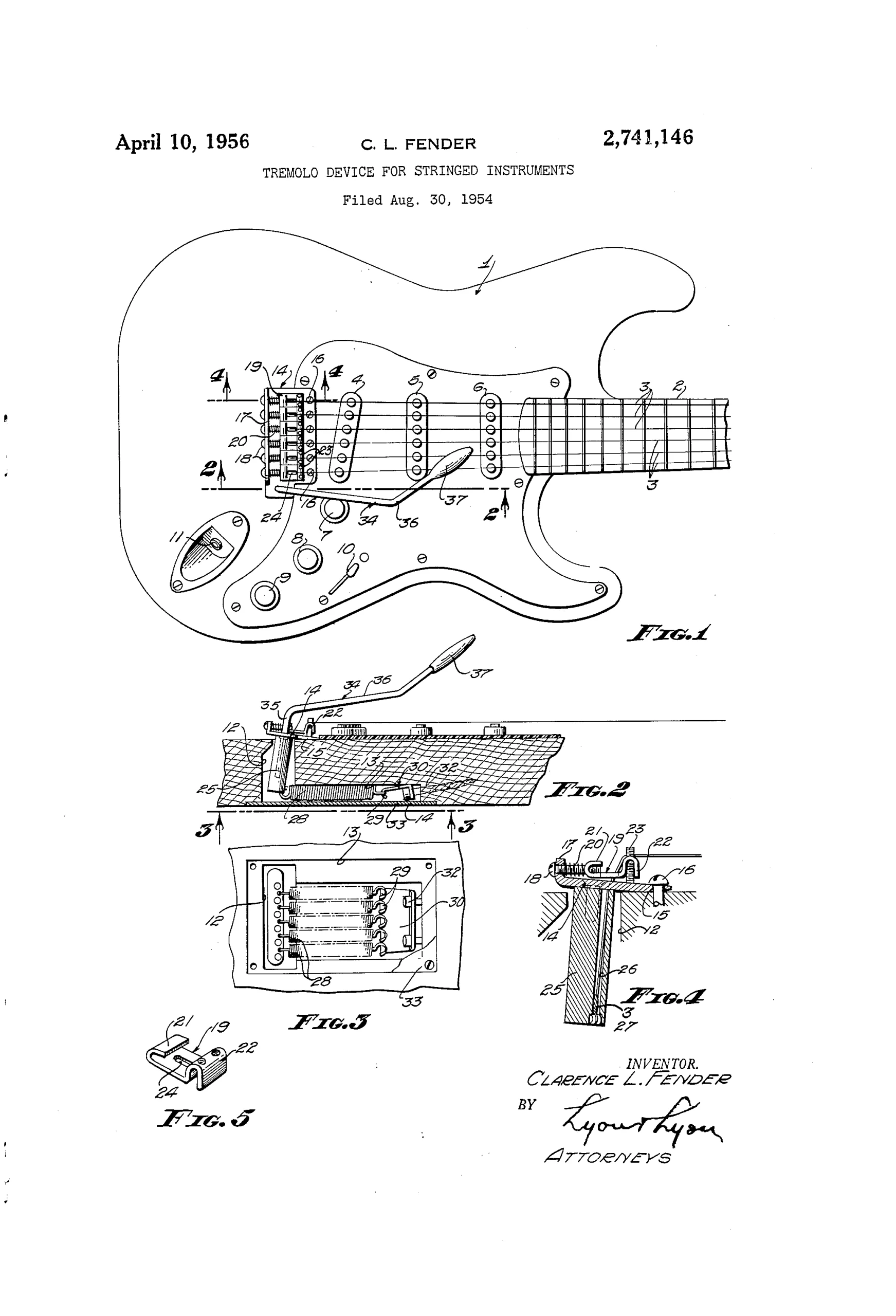 Brevet du Synchronized Tremolo de Fender